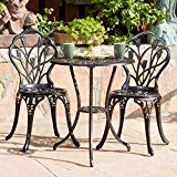 3-piece Bistro Set Tulip Design with 2 Chairs and a Table. Aluminum Brownish/copper. Indoor or Outdoor Patio Furniture. Cross Scented Tart Included For Sale