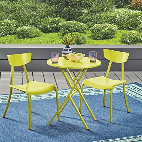 Great Deal Furniture Lucy Outdoor Bistro Set, Matte Lime Green
