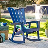 Outdoor Ocean Wave Adirondack Wood Rocking Chair 34.25W x 29.13D x 43.11H in. – Cobalt For Sale