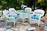 Tortuga US PSD-WH HALIW 4 Piece Portside Dining Set with Coastal White Wicker & Haliwell Caribbean Cushions Review