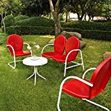 Crosley Furniture Griffith 4-Piece Metal Outdoor Conversation Set with Table, Loveseat, and 2 Chairs - Red Crosley Furniture Griffith 4-Piece Metal Outdoor Conversation Set with Table, Loveseat, and 2 Chairs - Red
