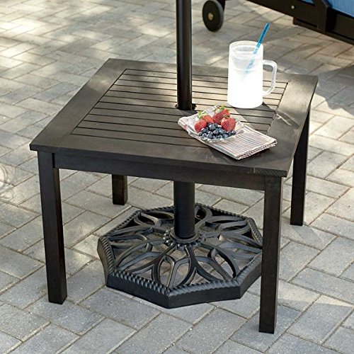 Outdoor Rustic Espresso Finish Eucalyptus Wood Umbrella Side Table End Table Patio Pool Furniture