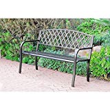 50-inch Crosswave Curved Back Steel Park Bench Perfect For Creating Outdoor Oasis – Assembly Required