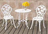 Cheap 1PerfectChoice 3 Pieces Bistro Set Outdoor Patio Garden Round Table Chairs Rose Floral in White