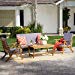 Christopher Knight Home 300251 Manarola 4-Piece Outdoor Acacia Wood Chat Set | in Teak Finish/Grey