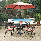 Home Styles 5554-3286C 7 Piece Biscayne Round 4 Arm Chairs with Cushions, Black
