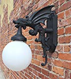 Outdoor Wall Light Sconce Fixture antique styl GARGOYLE DRAGON wings vintage For Sale