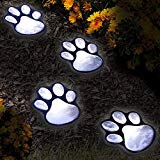 Set of 4 LED Solar Pet Paws Animal Prints Outdoor Lamp Lantern Path Landscape Garden Lights – Decorative For Sale