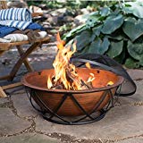 Cheap Wood Burning Fire Pit in Bronze Finish with Mesh Spark Screen, Screen Lift Tool, Vinyl Cover, and Wood Grate