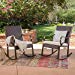 Great Deal Furniture Muriel Outdoor Wicker Rocking Chair with Cushion (Set of 2), Dark Brown and Cream