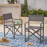 Cheap Great Deal Furniture | Teresa | Outdoor Mesh and Aluminum Director Chairs | Set of 2 | in Grey/Dark Grey