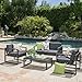 GDF Studio Nealie Patio Furniture ~ 4 Piece Outdoor Aluminum Chat Set (Dark Grey)
