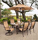 Hanover MONACO7PCSW-SU Monaco 7 Pc Two Swivel, Four Chairs a 40 x 68 in. Table Umbrella Outdoor High Back Sling Dining Set, Tan/Bronze Hanover MONACO7PCSW-SU Monaco 7 Pc Two Swivel, Four Chairs a 40 x 68 in. Table Umbrella Outdoor High Back Sling Dining Set, Tan/Bronze