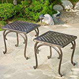 Home Mckinley 2-piece Cast Aluminum Outdoor Square End Table For Sale Home Mckinley 2-piece Cast Aluminum Outdoor Square End Table For Sale