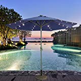 CASUN GARDEN 9ft Outdoor Aluminum Umbrella with Solar Powered LED Lights, Navy blue Review