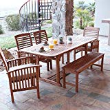Cheap WE Furniture Solid Acacia Wood 6-Piece Patio Dining Set