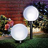 Cheap 4-Pack 5.9″x5.9″ Solar Stake Globe Bright White LED Garden Ball Light Black Base