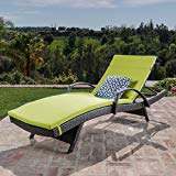 Cheap Christopher Knight Home 296783 Salem Outdoor Wicker Chaise Lounge Chair with Arms with Cushion, Brown with Green