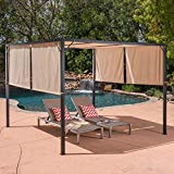 Great Deal Furniture Wendy Outdoor Steel Framed 10′ by 10′ Gazebo, Beige For Sale