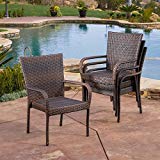Christopher Knight Home Outdoor PE Wicker Stackable Arm Club Chairs (Set of 4) For Sale