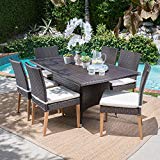 Santa Monica Outdoor Rectangular 7 Piece Multibrown Wicker Dining Set with Beige Water Resistant Cushions Santa Monica Outdoor Rectangular 7 Piece Multibrown Wicker Dining Set with Beige Water Resistant Cushions