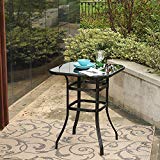 Cheap PHI VILLA Patio Bar Table Outdoor Furniture Steel Frame All Weather for Outdoor (Brown)