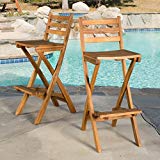 Christopher Knight Home 295797 Atlantic Outdoor Folding Wood Bar Stools For Sale