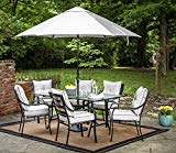 Hanover Lavallette 7 Piece Outdoor Dining Set with Table Umbrella and Base