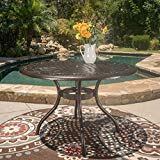 GDF Studio Kiawah | Round Cast Aluminum Outdoor Patio Table | Perfect for Dining | in Hammered Bronze GDF Studio Kiawah | Round Cast Aluminum Outdoor Patio Table | Perfect for Dining | in Hammered Bronze