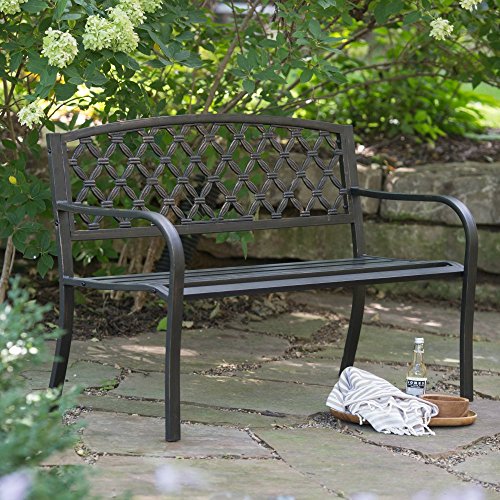 Coral Coast Crossweave Curved Back 4-ft. Metal Garden Bench