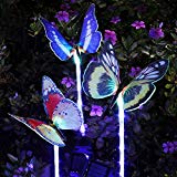 Cheap YUNLIGHTS Outdoor Solar Garden Lights, 3 Pack Color Changing Solar Stake Light, Fiber Optic Butterfly with Purple LED Light Stake for Garden Patio Backyard Decoration