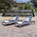 Matts Global Set of 2 Modern Contemporary Cape Coral Outdoor Aluminum Adjustable Chaise Lounge Water Resistant (Dark Grey)