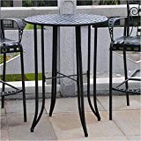 Pemberly Row Iron Antique Black Bar-Height Patio Bar Table