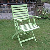 International Caravan FA-127-2CH-MGN-IC Furniture Piece Acacia Folding S/2 Ladder Back Armchair with Mint Green Finish
