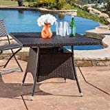 Decor Furniture Corsica Gabriella Outdoor Wicker Square Dining Table Brown Review