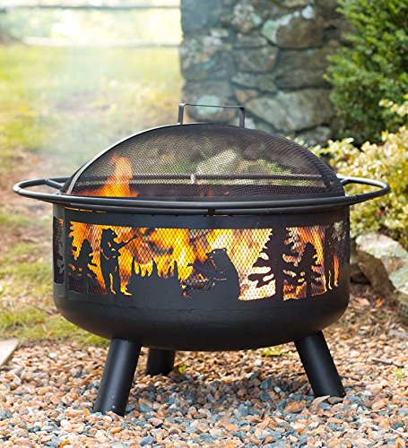 Plow & Hearth Bear Camp Fire Pit with Domed Spark Guard