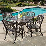 Christopher Knight Home 296593 Odena | 5-Piece Cast Aluminum Square Outdoor Dining Set | Perfect, Bronze Review