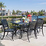 Great Deal Furniture 295848 Marietta | 7 Piece Cast Aluminum Outdoor Dining S, Black For Sale