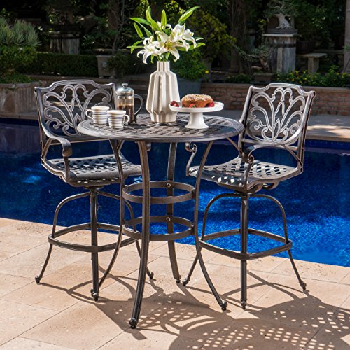 Cheap Calandra Outdoor 3 Piece 37 Inch Bronze Cast Aluminum Bar Set