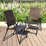 PHI VILLA Patio Rattan Folding Chair Indoor Outdoor Wicker Chair, 2 Pack Review