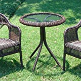 Cheap International Caravan 3186-TBL-AB-IC Furniture Piece Outdoor Resin Wicker and Glass-top Bistro Table