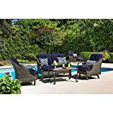 Hanover VENTURA4PC-NVY Ventura 4-Piece Patio Set, Navy Blue Outdoor Furniture
