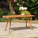 Cheap Great Deal Furniture Hestia Teak Finish Acacia Wood Rectangular Dining Table