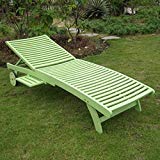 Cheap International Caravan TT-SL-032-MGN-IC Furniture Piece Acacia Chaise Lounge with Pull Out Tray with Mint Green Finish