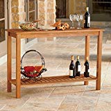 Cheap Outdoor Natural Finish Eucalyptus Hard Wood Console Sofa Table Storage Shelf Patio Furniture