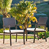 Edene Outdoor Multibrown Wicker Dining Chairs with White Water Resistant Cushions (Set of 2) Edene Outdoor Multibrown Wicker Dining Chairs with White Water Resistant Cushions (Set of 2)