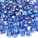 Onlyfire Reflective Fire Glass Diamonds for Natural or Propane Fire Pit, Fireplace, or Gas Log Sets, 10-Pound, 1/2-Inch, Cobalt Blue