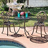 Cheap Best Choice Products Outdoor Patio Furniture Tulip Design Cast Aluminum 3 Piece Bistro Set in Antique Copper