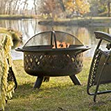 Cheap Red Ember Rubbed Bronze Crossweave 36 inch Wood Burning Fire Pit-With Free Grill Grate and Cover, Durable and Perfect for Outdoor Grill