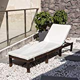 COMHO Patio Chaise Lounge Outdoor Adjustable Wicker Lounge Chairs with Cushions (Set of 1)